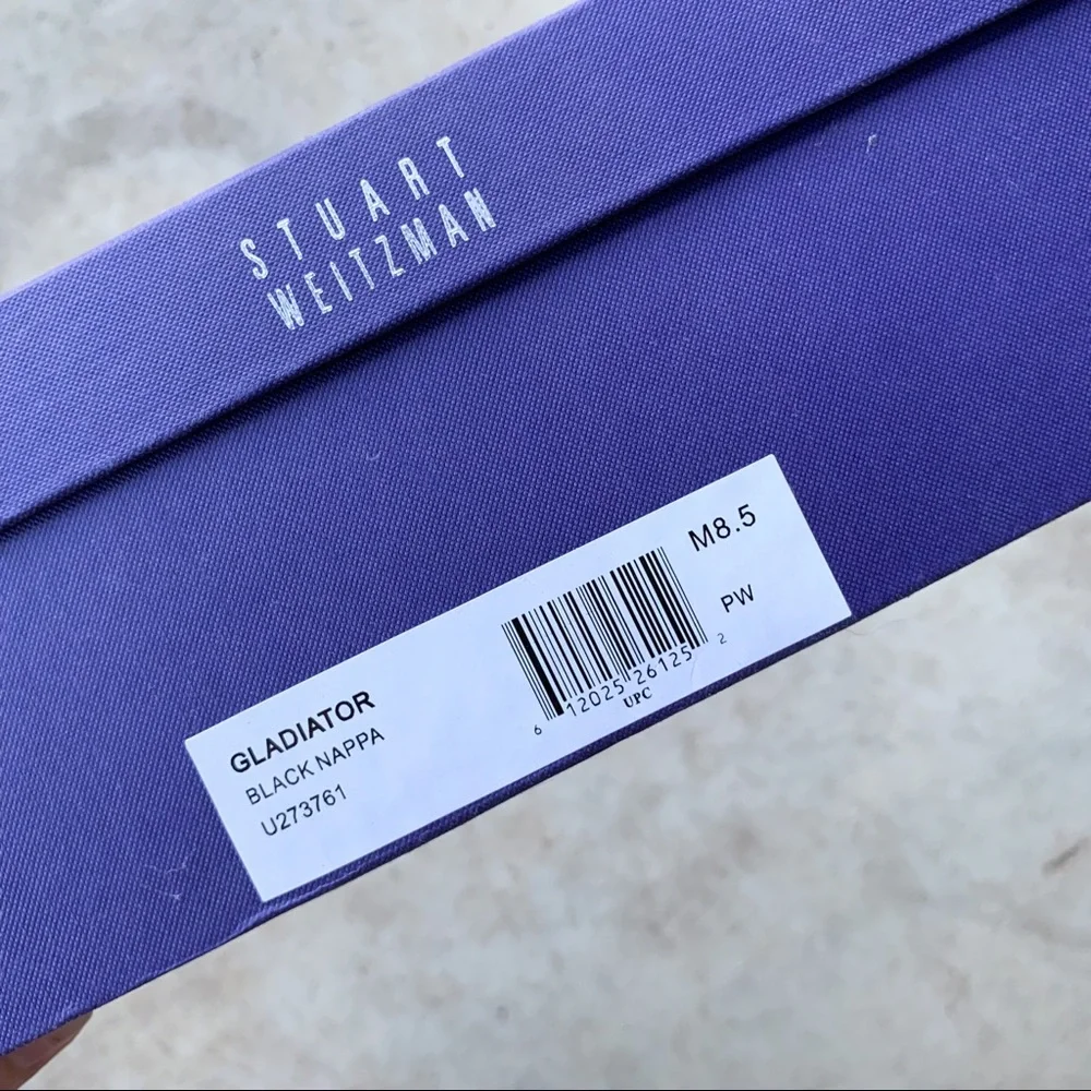 Stuart Weitzman Gladiator Sandals Black Leather With Box - 8.5 - Picture 14 of 16